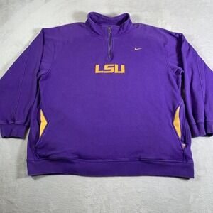 VTG LSU Tigers Sweatshirt Mens 2XL Purple College Football Nike 1/4 Zip Pullover